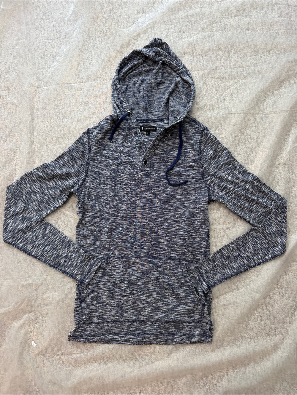 Women's Hooded Long-Sleeve Knit Shirt - Heather Navy